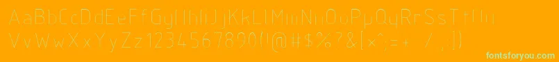 Isocp3-Schriftart – Grüne Schriften auf orangefarbenem Hintergrund