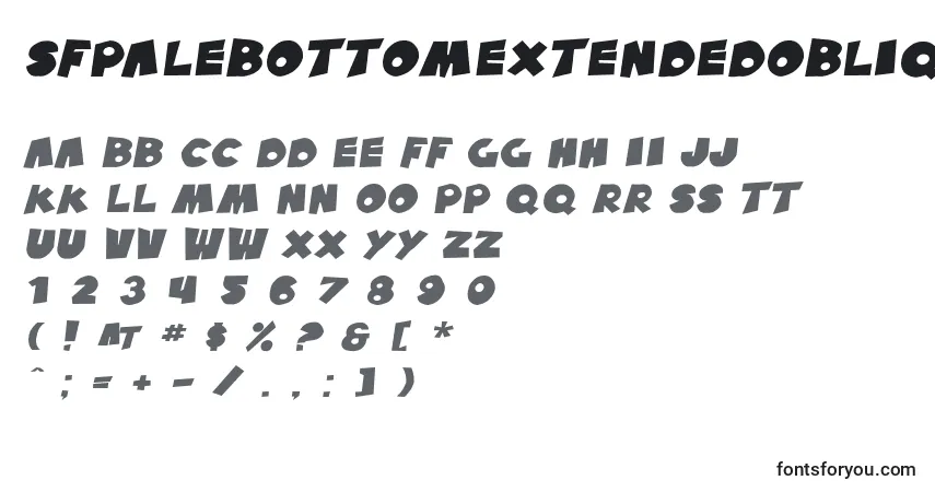 Czcionka SfPaleBottomExtendedOblique – alfabet, cyfry, specjalne znaki