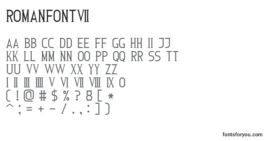 A fonte RomanFont7 – alfabeto, números, caracteres especiais