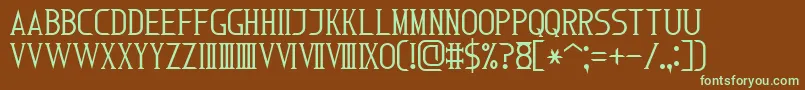 RomanFont7-fontti – vihreät fontit ruskealla taustalla