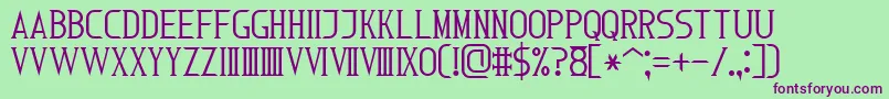 RomanFont7-Schriftart – Violette Schriften auf grünem Hintergrund