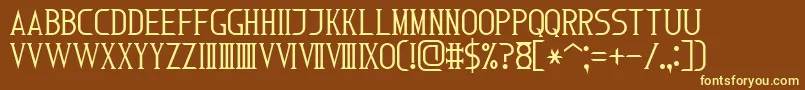 RomanFont7-fontti – keltaiset fontit ruskealla taustalla