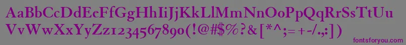 Шрифт TiascoOldstyleSsiBoldOldStyleFigures – фиолетовые шрифты на сером фоне
