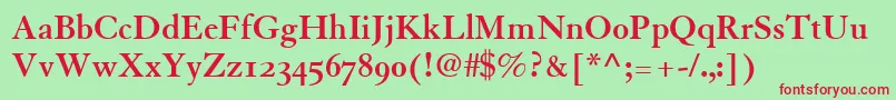 TiascoOldstyleSsiBoldOldStyleFigures Font – Red Fonts on Green Background