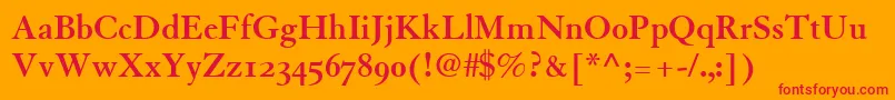 TiascoOldstyleSsiBoldOldStyleFigures Font – Red Fonts on Orange Background