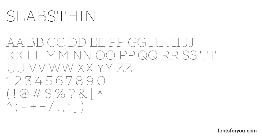 Czcionka SlabsThin – alfabet, cyfry, specjalne znaki