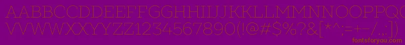 SlabsThin-Schriftart – Braune Schriften auf violettem Hintergrund