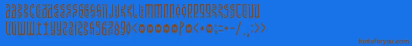 Tantrumtongueフォントについての詳細 フォントTantrumtongue – 茶色の文字が青い背景にあります。