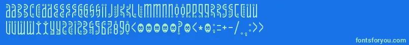 Tantrumtongue-Schriftart – Grüne Schriften auf blauem Hintergrund