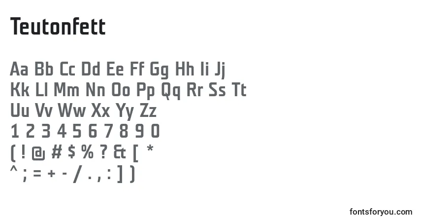Teutonfett-fontti – aakkoset, numerot, erikoismerkit