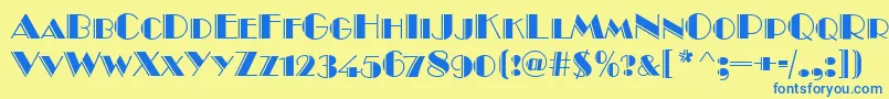 BroadwayEngravedCapsRegular Font – Blue Fonts on Yellow Background