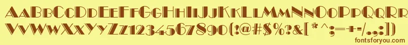 BroadwayEngravedCapsRegular Font – Brown Fonts on Yellow Background