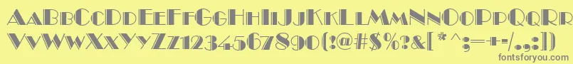 BroadwayEngravedCapsRegular-Schriftart – Graue Schriften auf gelbem Hintergrund