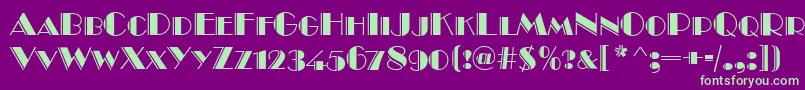 BroadwayEngravedCapsRegular Font – Green Fonts on Purple Background