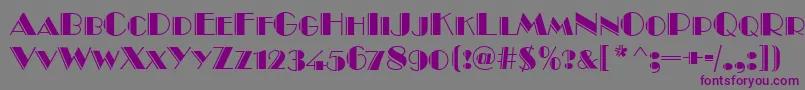 BroadwayEngravedCapsRegular-Schriftart – Violette Schriften auf grauem Hintergrund