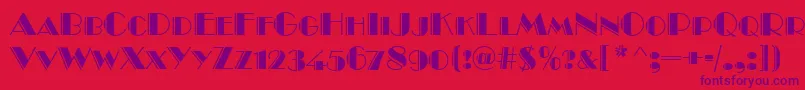 BroadwayEngravedCapsRegular Font – Purple Fonts on Red Background