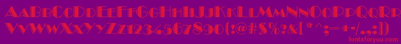 BroadwayEngravedCapsRegular Font – Red Fonts on Purple Background