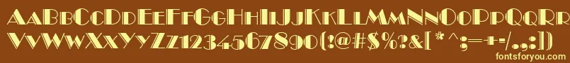 BroadwayEngravedCapsRegular Font – Yellow Fonts on Brown Background