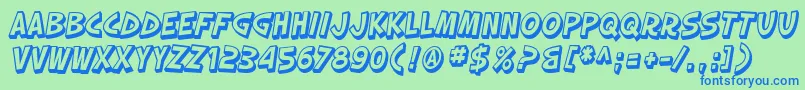SfSlapstickComicShadedOblique Font – Blue Fonts on Green Background