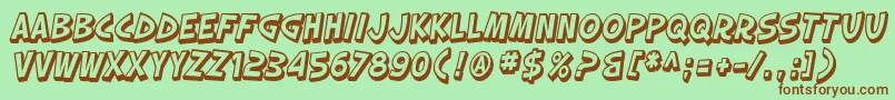 フォントSfSlapstickComicShadedOblique – 緑の背景に茶色のフォント