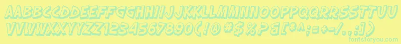 SfSlapstickComicShadedOblique-fontti – vihreät fontit keltaisella taustalla