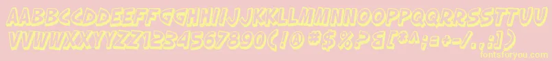 Fonte SfSlapstickComicShadedOblique – fontes amarelas em um fundo rosa