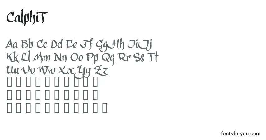 Czcionka CalphiT (92891) – alfabet, cyfry, specjalne znaki