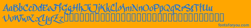 CalphiT-Schriftart – Blaue Schriften auf orangefarbenem Hintergrund