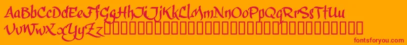 CalphiT-Schriftart – Rote Schriften auf orangefarbenem Hintergrund