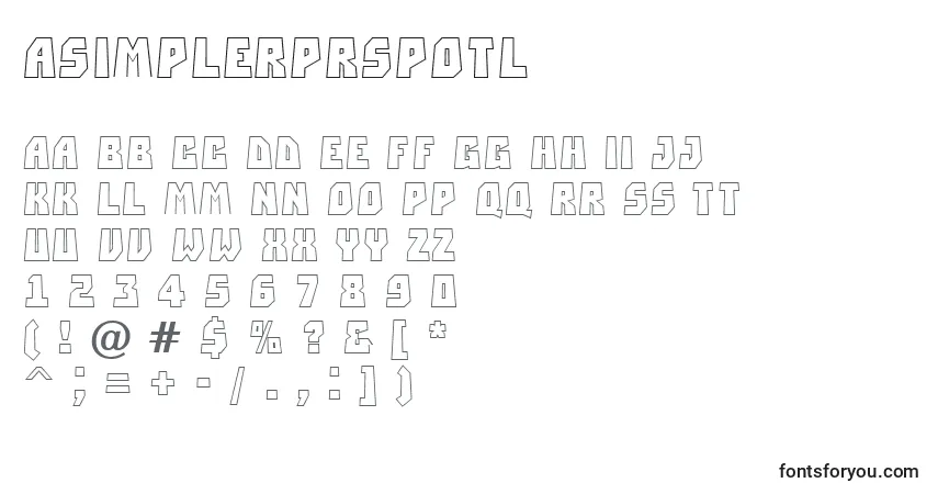 Czcionka ASimplerprspotl – alfabet, cyfry, specjalne znaki