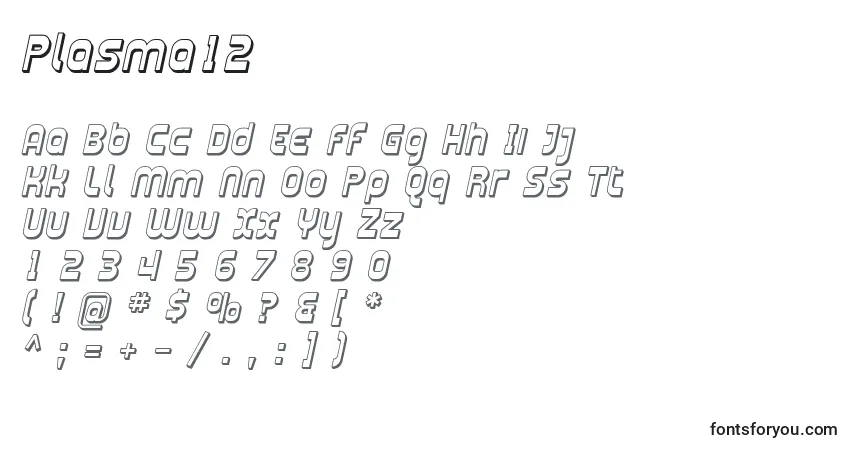 Czcionka Plasma12 – alfabet, cyfry, specjalne znaki