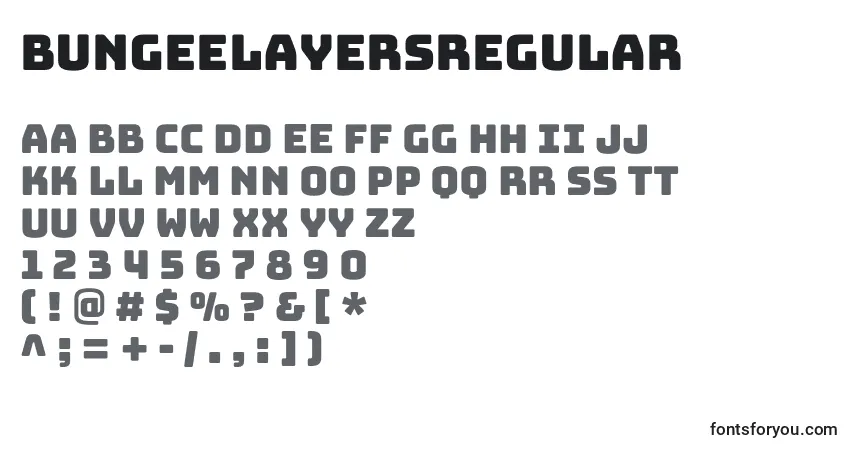 Fuente BungeelayersRegular - alfabeto, números, caracteres especiales