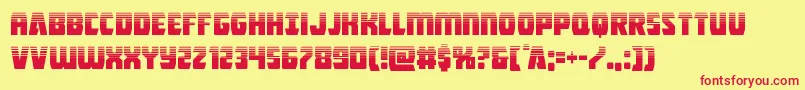 Fonte Intergalactichalf – fontes vermelhas em um fundo amarelo