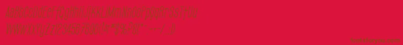 SfGothicanCondensedOblique-Schriftart – Braune Schriften auf rotem Hintergrund