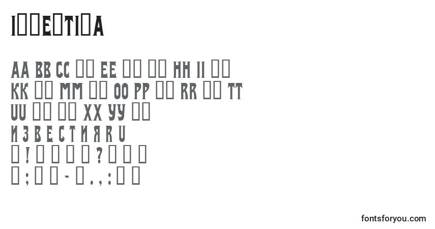 Fuente Izvestija - alfabeto, números, caracteres especiales