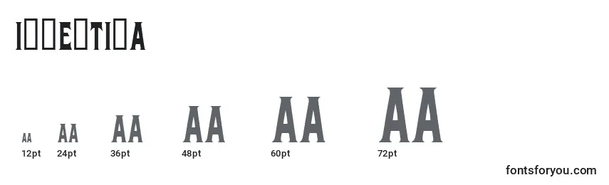Размеры шрифта Izvestija