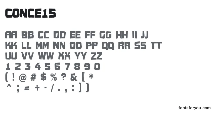 Conce15-fontti – aakkoset, numerot, erikoismerkit