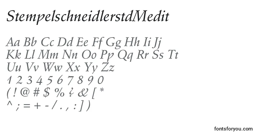 A fonte StempelschneidlerstdMedit – alfabeto, números, caracteres especiais