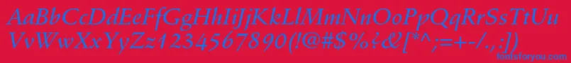 StempelschneidlerstdMedit Font – Blue Fonts on Red Background