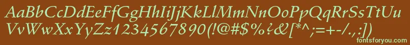 StempelschneidlerstdMedit-fontti – vihreät fontit ruskealla taustalla