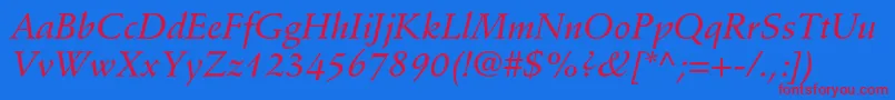 StempelschneidlerstdMedit-fontti – punaiset fontit sinisellä taustalla