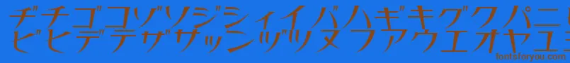 フォントThinn – 茶色の文字が青い背景にあります。