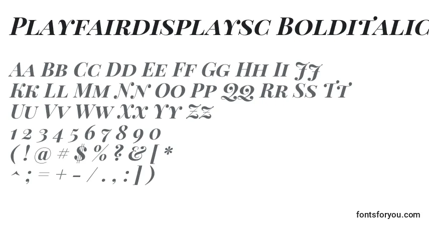 A fonte Playfairdisplaysc Bolditalic – alfabeto, números, caracteres especiais