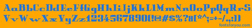 Weitere Informationen zur Peterobscure-Schriftart Peterobscure-Schriftart – Blaue Schriften auf orangefarbenem Hintergrund