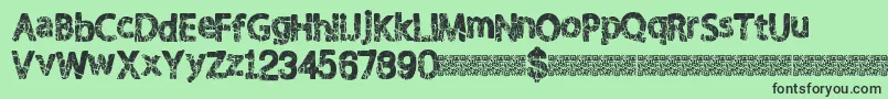 Shaken Font – Black Fonts on Green Background