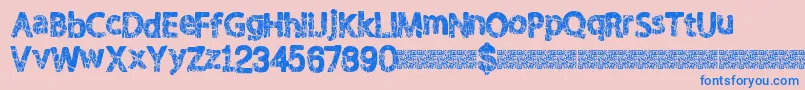 Shaken Font – Blue Fonts on Pink Background