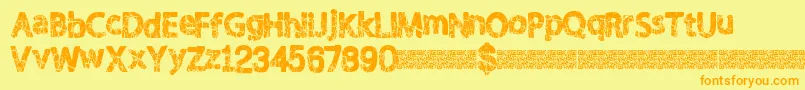 フォントShaken – オレンジの文字が黄色の背景にあります。