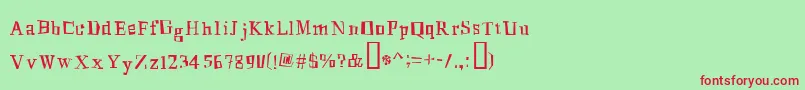 MingusRoman-fontti – punaiset fontit vihreällä taustalla