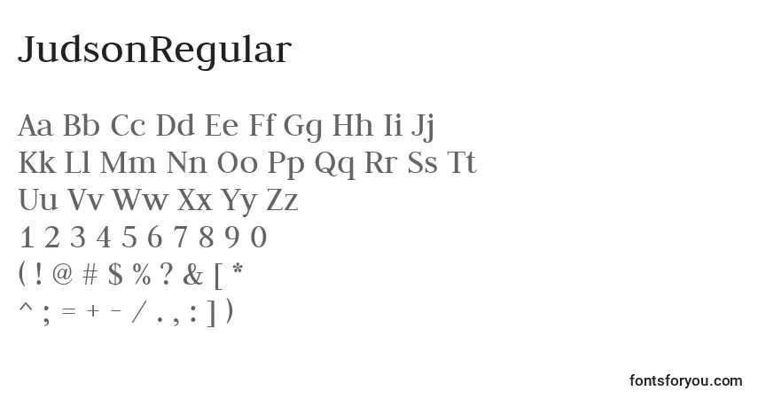 Schriftart JudsonRegular – Alphabet, Zahlen, spezielle Symbole