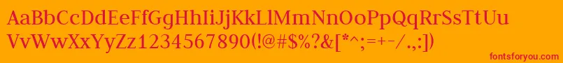 JudsonRegular-Schriftart – Rote Schriften auf orangefarbenem Hintergrund